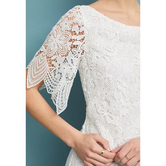Anthropologie Charleston Lace Mini Dress Sz 0 White Rehearsal Wedding Engagement - Picture 11 of 11